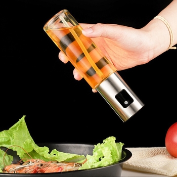 Staklena posuda za ulje s pritisknim raspršivačem, 100 ml, kućna kuhinja, raspršivač ulja za air fryer i roštilj