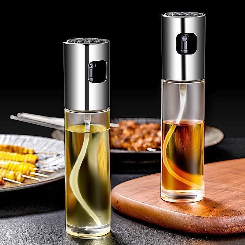Staklena posuda za ulje s pritisknim raspršivačem, 100 ml, kućna kuhinja, raspršivač ulja za air fryer i roštilj