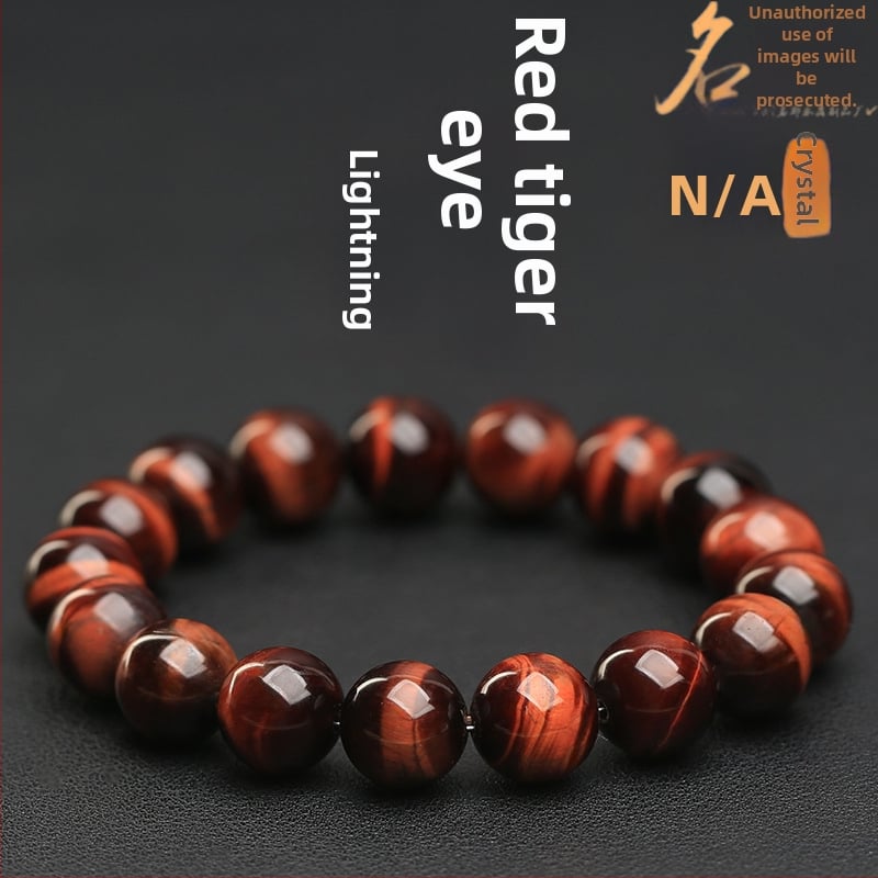 Mingdu Crystal narukvica od crvenog tigrovog oka s prirodnim bljeskom - ručna izrada, unisex