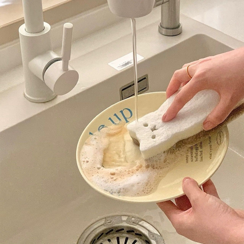 Slatka mačja spužva za kuhinju, debeli imitirani luffa sloj za čišćenje masnoće i pranje posuđa