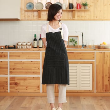 Crna kuhinjska pregača od 100% pamuka s twill platnom, bez rukava, debela, minimalistički dizajn