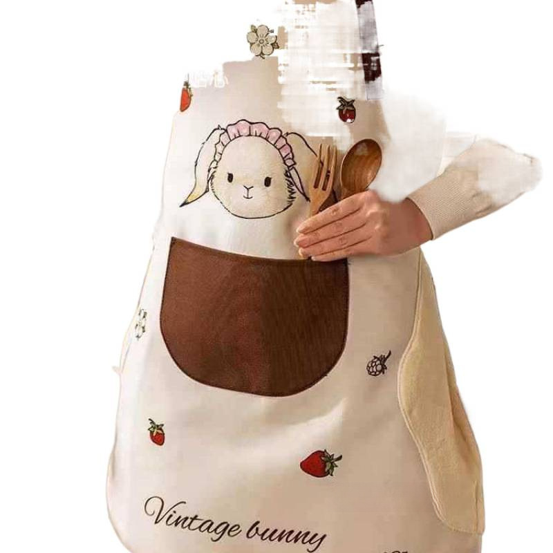 Női konyhai kötény ujjas vászonból, új őszi–téli stílus, foltálló, kötés nélkül, főzéshez