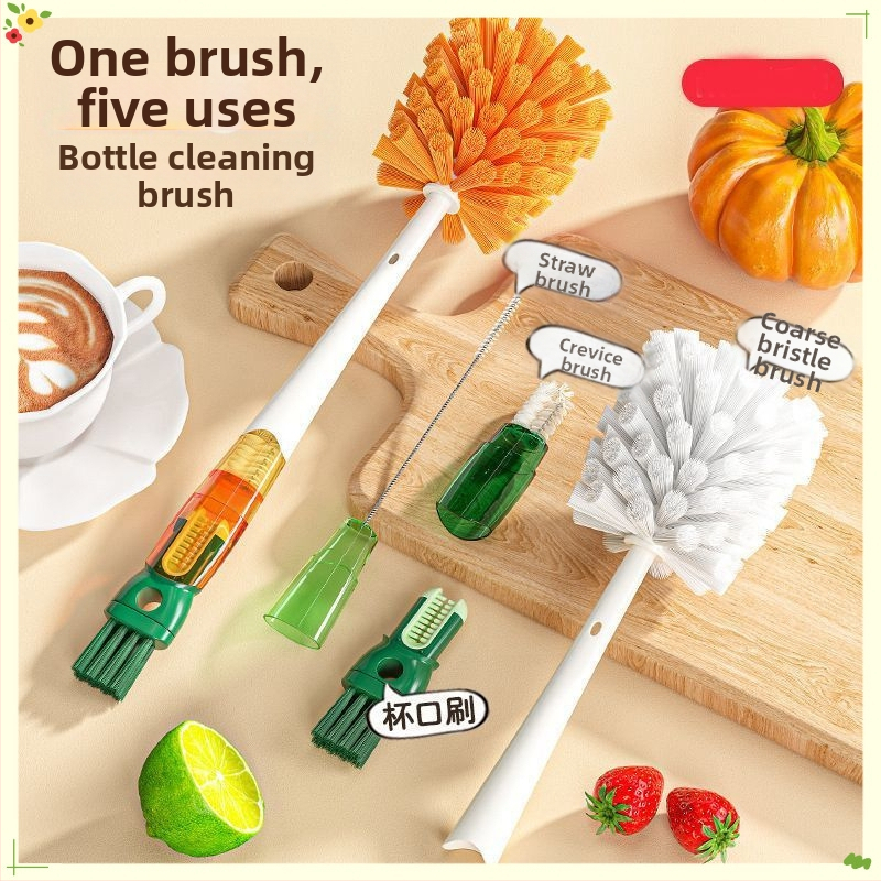 Päť v jednom čistiaca kefa na poháre, fľaše a termosky