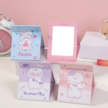 oglindă de machiaj pliabilă pentru birou, cu design drăguț de desene animate, compactă și portabilă