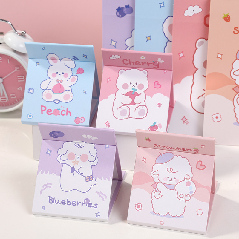 oglindă de machiaj pliabilă pentru birou, cu design drăguț de desene animate, compactă și portabilă