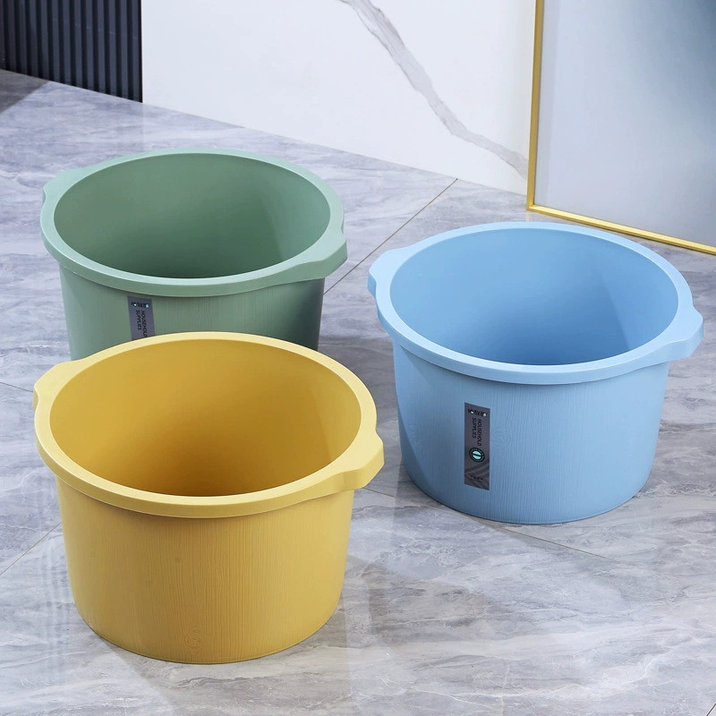 Пластмасова кофа за крака за дома, удебелена и проста конструкция в стил дървена бъчва, масажна кофа за крака за възрастни, дълбока, без монтаж