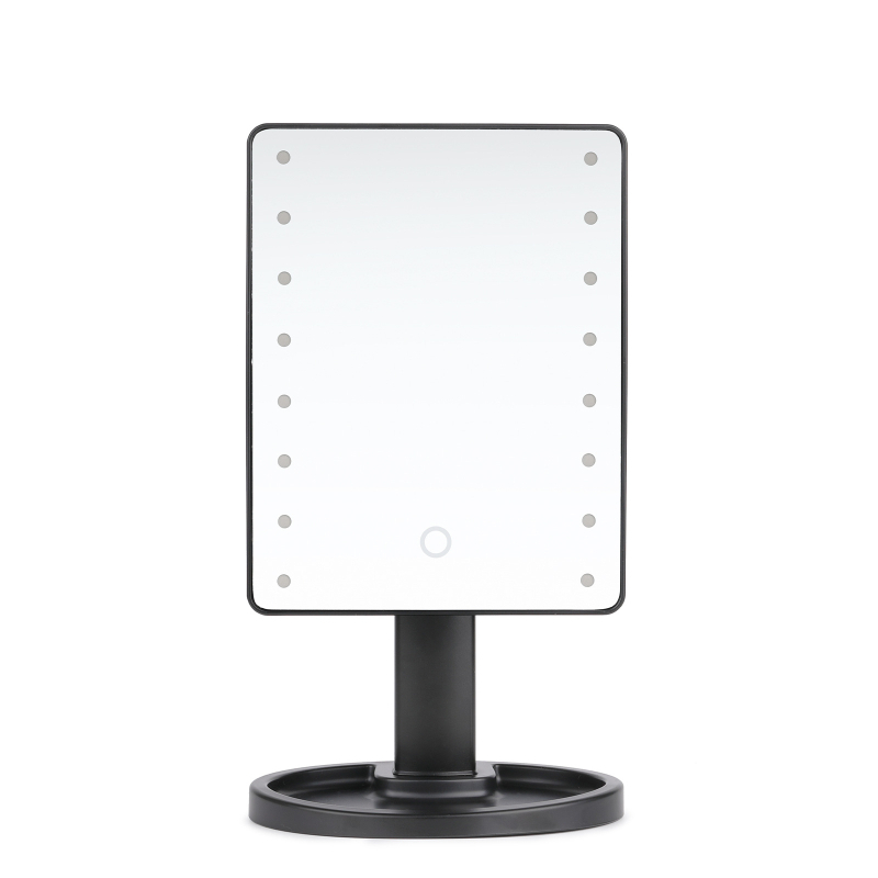 Oglindă de machiaj cu iluminare și spațiu de depozitare, oglindă de masă rotativă, reglabilă pentru dormitor