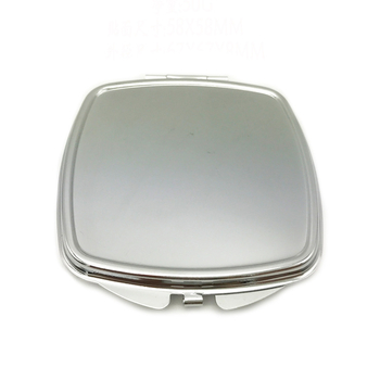 Oglindă de machiaj pliabilă, portabilă, cu ramă metalică rotunjită, în formă pătrată, compactă 67×67×8 mm