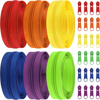 Set de fermoare 12 m cu 24 glisiere metalice, pentru genți din piele, poșete și bagaje – 6 culori