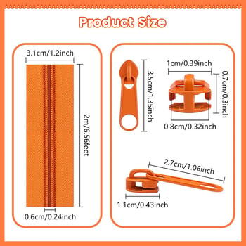 Set de fermoare 12 m cu 24 glisiere metalice, pentru genți din piele, poșete și bagaje – 6 culori