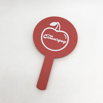 Shunda oglindă de machiaj rotundă, cu mâner, portabilă, ramă ABS, logo imprimat, personalizabilă, două dimensiuni