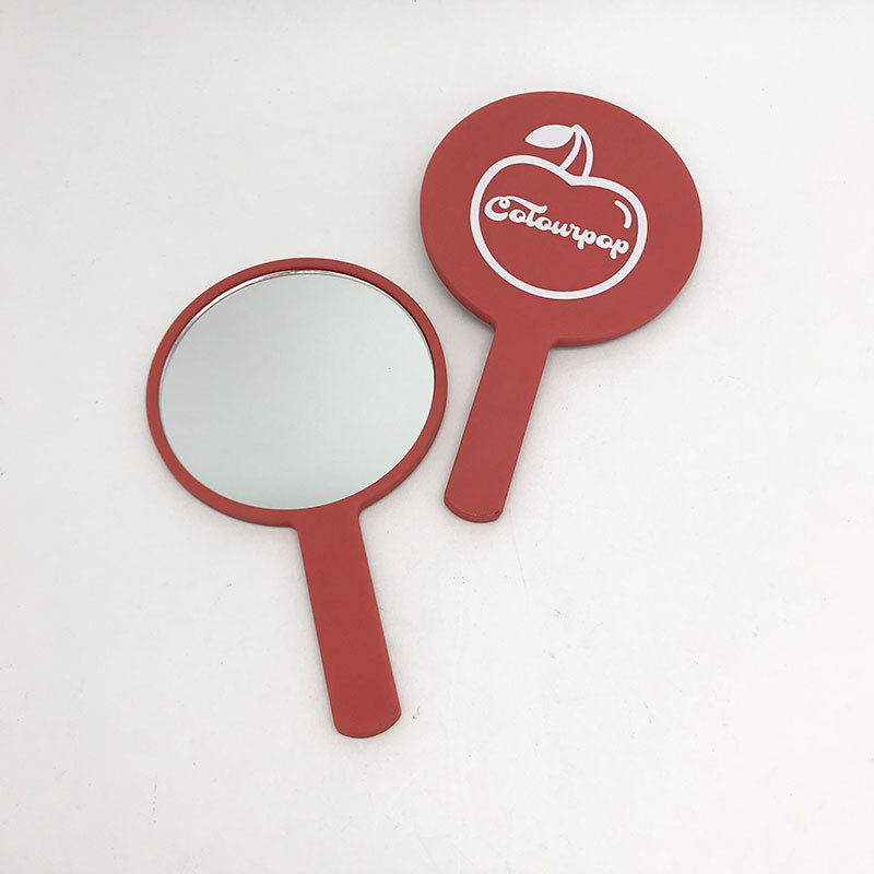 Shunda oglindă de machiaj rotundă, cu mâner, portabilă, ramă ABS, logo imprimat, personalizabilă, două dimensiuni