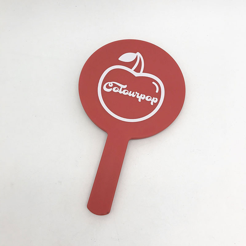 Shunda oglindă de machiaj rotundă, cu mâner, portabilă, ramă ABS, logo imprimat, personalizabilă, două dimensiuni