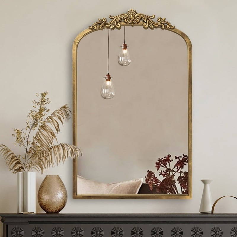 Oglindă franțuzească retro pentru machiaj, decor în stil european, oglindă suspendată pentru baie, arcuită