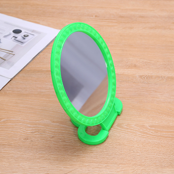 Oglindă rotundă de machiaj din plastic, pliabilă, pentru birou și montare pe perete, roșu