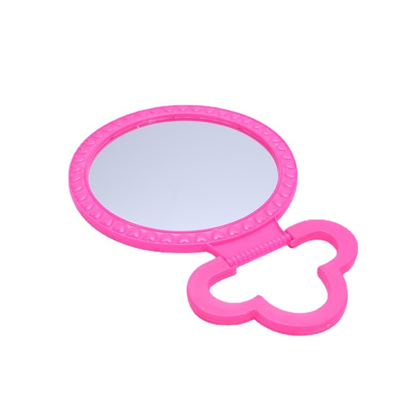 Oglindă rotundă de machiaj din plastic, pliabilă, pentru birou și montare pe perete, roșu