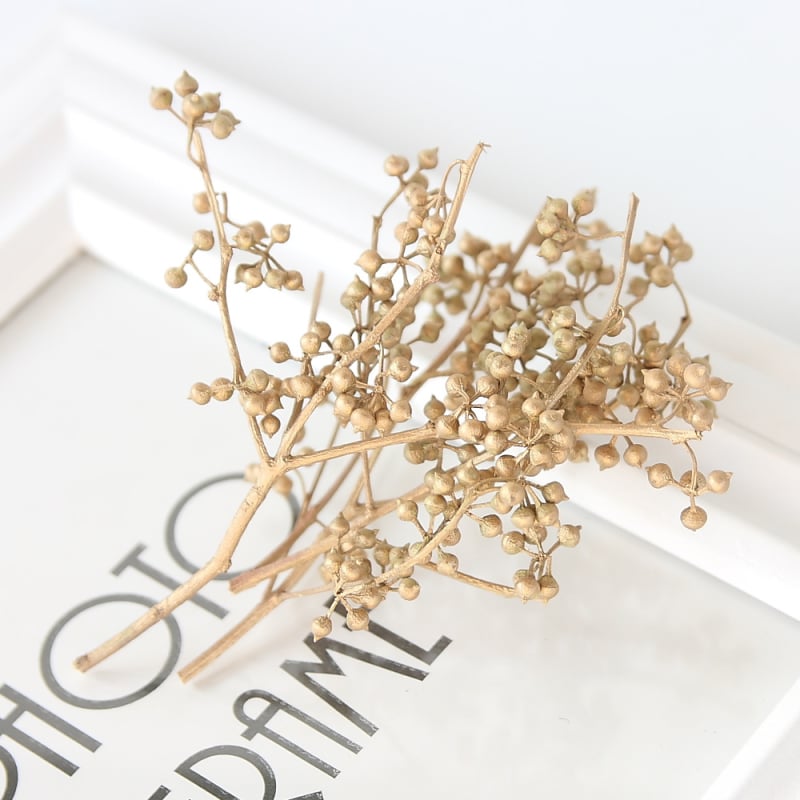 Υλικά DIY διατηρημένων λουλουδιών με star anise και millet seeds για στεφάνι με γυάλινο θόλο