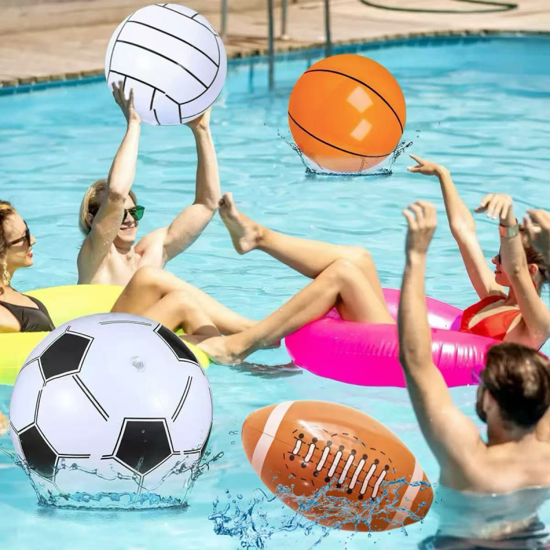 16-inčni set napuhnutih lopti: nogomet, baseball, rugby, košarka i plavaća plažna lopta