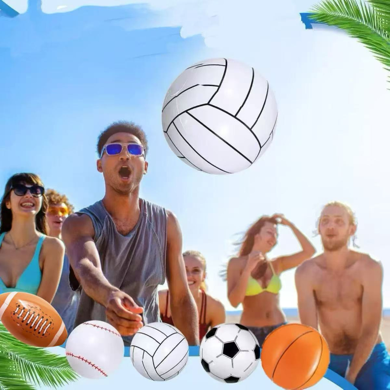16-inčni set napuhnutih lopti: nogomet, baseball, rugby, košarka i plavaća plažna lopta