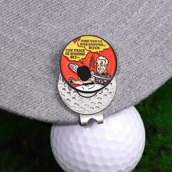 Klip za kapu za golf s karikaturnim dizajnom, srebrni kružni marker lopte promjera 25 mm s magnetom