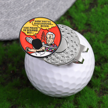 Klip za kapu za golf s karikaturnim dizajnom, srebrni kružni marker lopte promjera 25 mm s magnetom