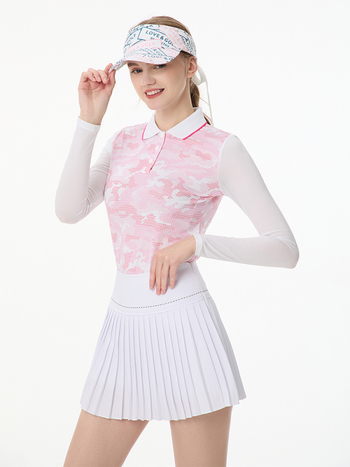 Taoguan дамски голф лятен комплект: розова поло риза с дълъг ръкав и тениска от ice silk