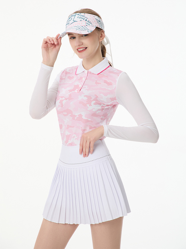 Taoguan дамски голф лятен комплект: розова поло риза с дълъг ръкав и тениска от ice silk