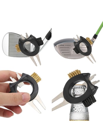 Голф 5-в-1 мултифункционален инструмент: вилица за зелено, отварачка за бутилки, инструмент за сваляне на шипове от обувки и почистваща четка