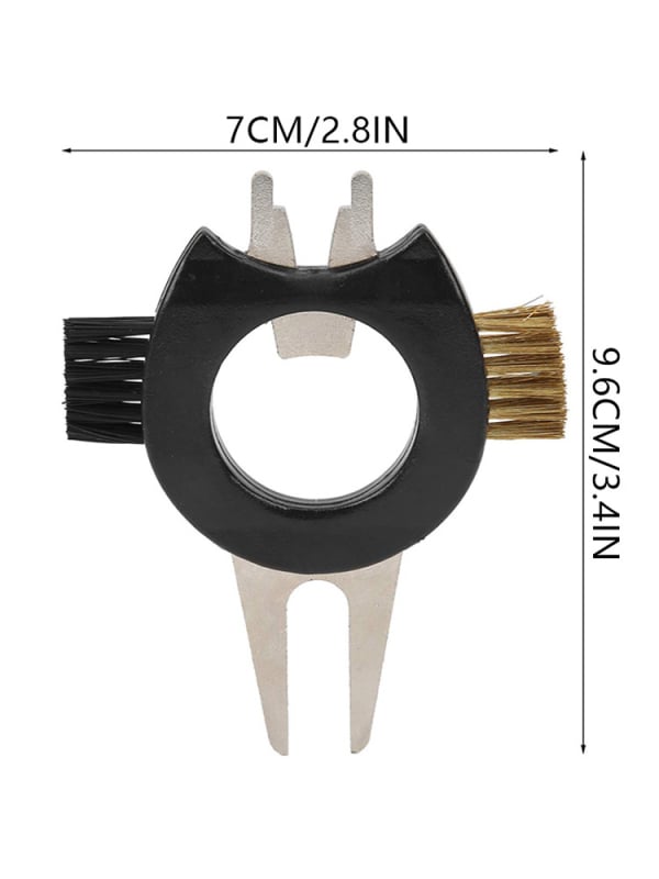 Голф 5-в-1 мултифункционален инструмент: вилица за зелено, отварачка за бутилки, инструмент за сваляне на шипове от обувки и почистваща четка