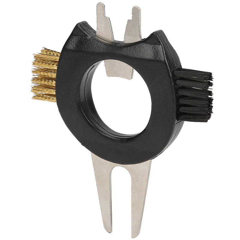 Голф 5-в-1 мултифункционален инструмент: вилица за зелено, отварачка за бутилки, инструмент за сваляне на шипове от обувки и почистваща четка