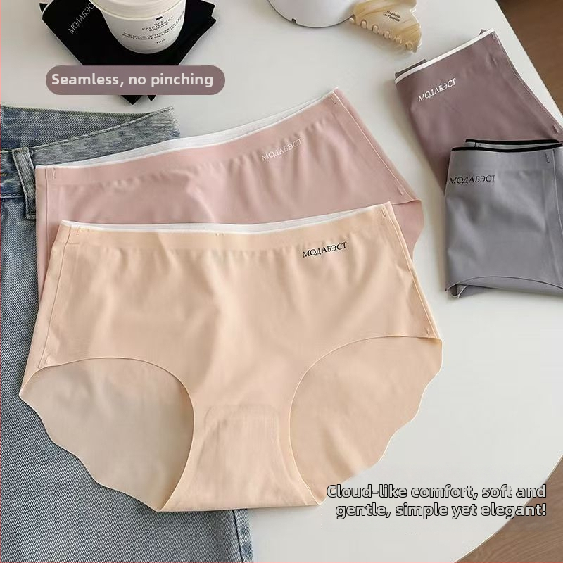 Ženske gaćice od najlona, prozračne, s pamukom, srednji pojas, jednobojne, korejskog stila briefs