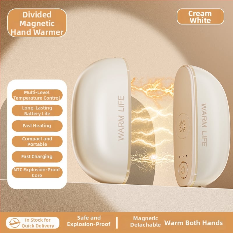 Νέος μαγνητικός ηλεκτρικός θερμαντήρας χεριών — δύο σε ένα, φορητή εξωτερική συσκευή θέρμανσης, επαναφορτιζόμενη θερμαντική επιφάνεια