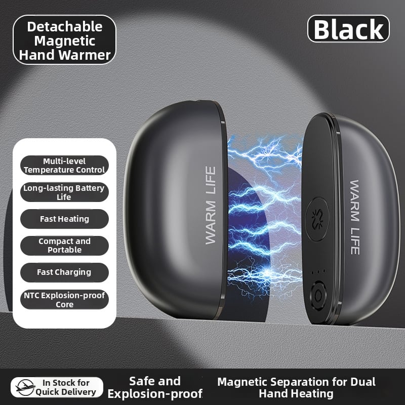 Νέος μαγνητικός ηλεκτρικός θερμαντήρας χεριών — δύο σε ένα, φορητή εξωτερική συσκευή θέρμανσης, επαναφορτιζόμενη θερμαντική επιφάνεια