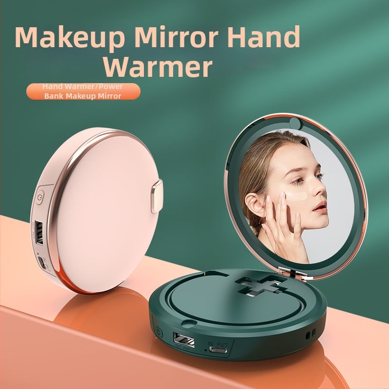 Τρία σε ένα: μικροσκοπικό καλλυντικό καθρέφτη, Power Bank και θερμαντήρας χεριών