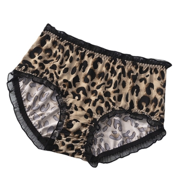 Leopard uzorak, plus-size ženske donje rublje od mliječne svile, čipka, seksi uzorak, pamučna podstava u području prepona, visoka elastičnost, trokutaste gaćice