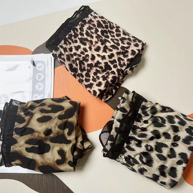 Leopard uzorak, plus-size ženske donje rublje od mliječne svile, čipka, seksi uzorak, pamučna podstava u području prepona, visoka elastičnost, trokutaste gaćice