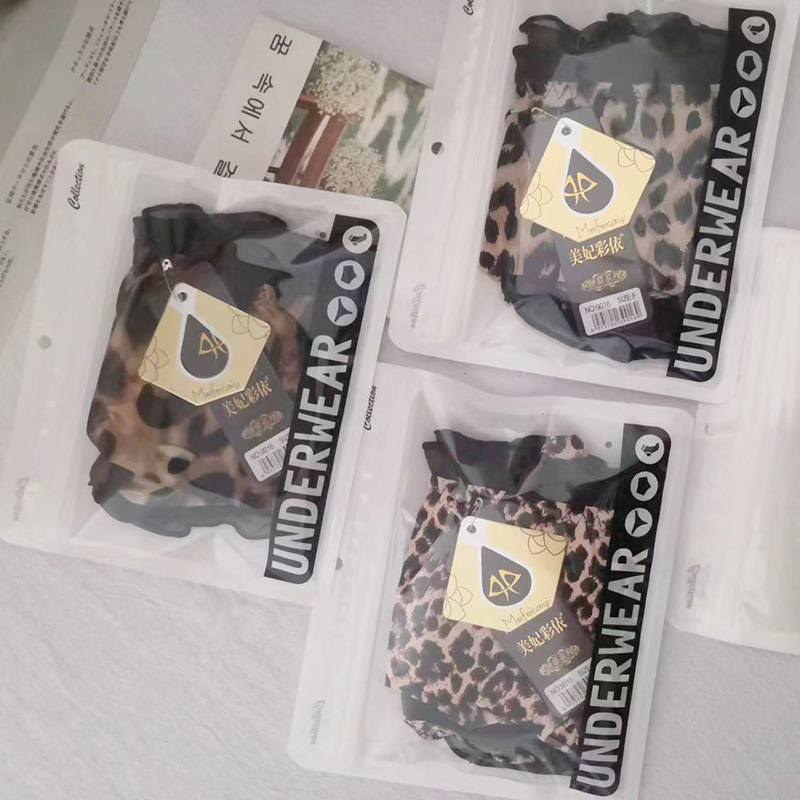 Leopard uzorak, plus-size ženske donje rublje od mliječne svile, čipka, seksi uzorak, pamučna podstava u području prepona, visoka elastičnost, trokutaste gaćice