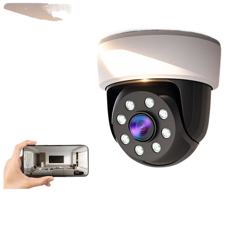 Unutarnja pametna kamera za nadzor 1080p, 360° okret, montaža na strop bez bušenja, za dom i ured; dvosmjerni real-time interkom, mobilno praćenje, prepoznavanje ljudi