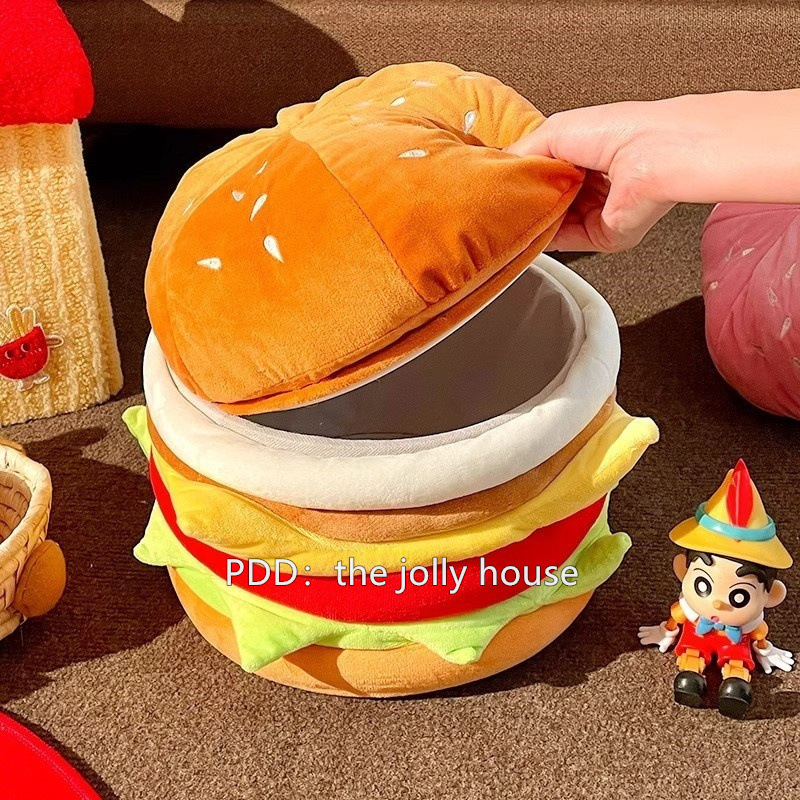 Hamburger oblik stola za pohranu sa poklopcem, slatka posuda za grickice, može poslužiti kao mali kauč za sjedenje i promjenu obuće