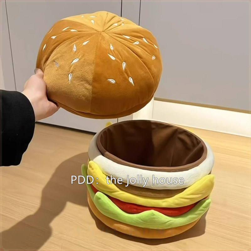 Hamburger oblik stola za pohranu sa poklopcem, slatka posuda za grickice, može poslužiti kao mali kauč za sjedenje i promjenu obuće