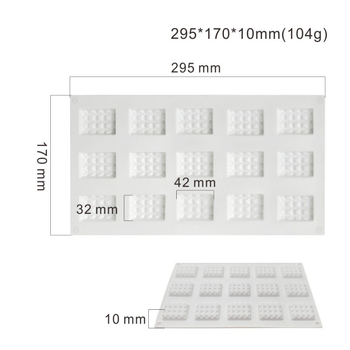 Set od 15 pravokutnih i kružnih kalupa za vafel i mousse za pečenje, od ABS-a