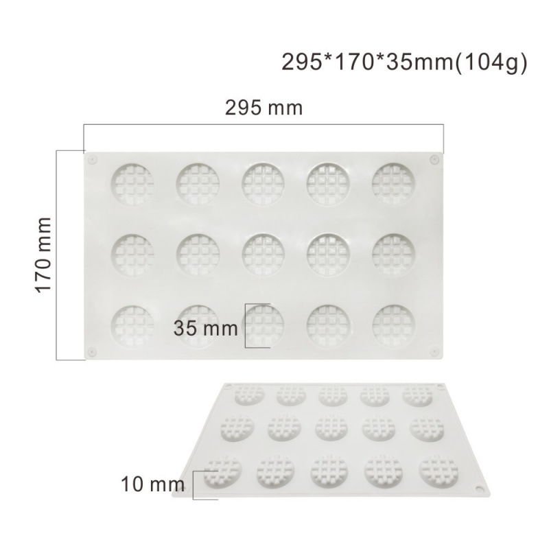 Set od 15 pravokutnih i kružnih kalupa za vafel i mousse za pečenje, od ABS-a