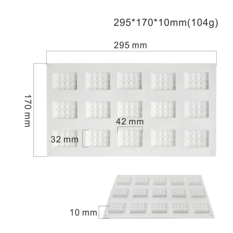 Set od 15 pravokutnih i kružnih kalupa za vafel i mousse za pečenje, od ABS-a