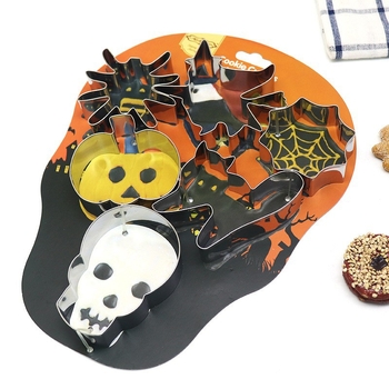 Set de 6 forme din oțel inoxidabil pentru biscuiți de Halloween – forme de dovleac și păianjen