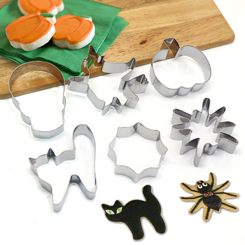 Set de 6 forme din oțel inoxidabil pentru biscuiți de Halloween – forme de dovleac și păianjen