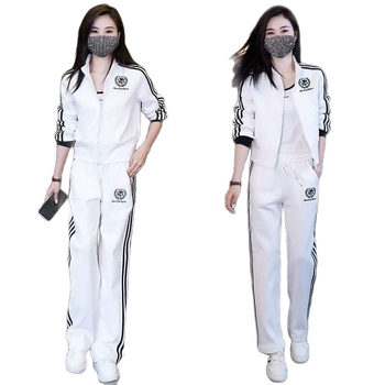 Дамски модерен спортно-ежедневен двукомпонентен комплект: яке със стояща яка и панталони