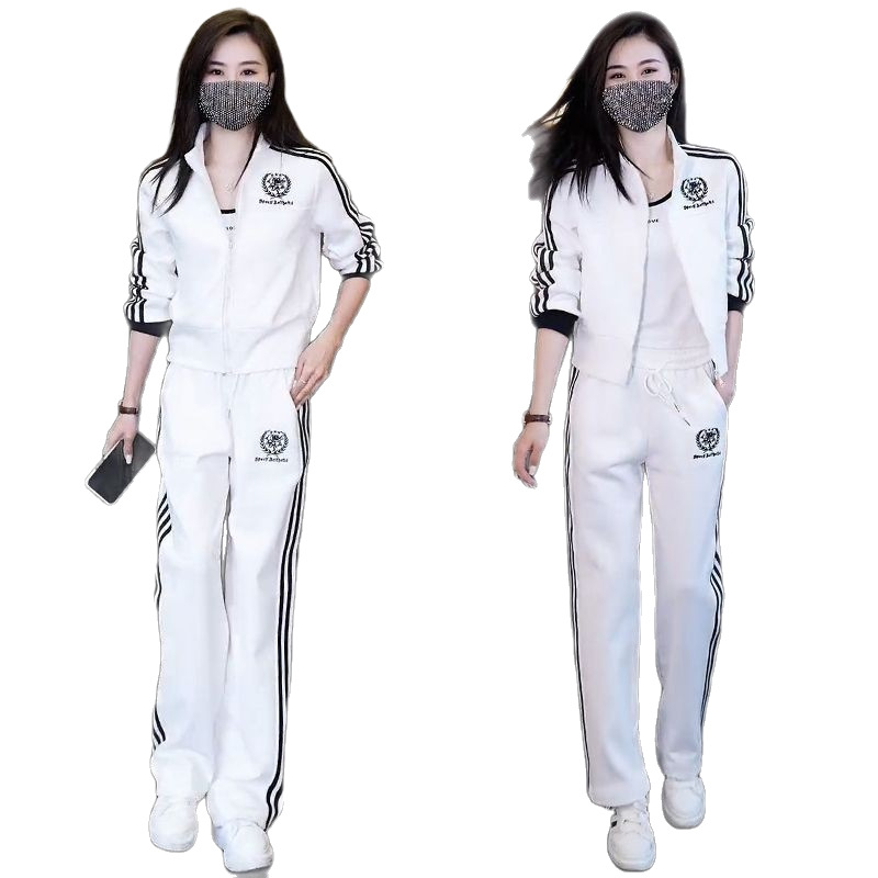 Дамски модерен спортно-ежедневен двукомпонентен комплект: яке със стояща яка и панталони