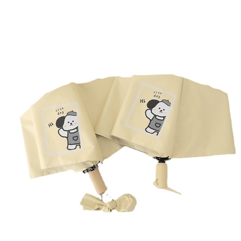 Umbrelă cu cățeluș desen animat, design drăguț pentru soare și ploaie, umbrelă pliabilă pentru studenți