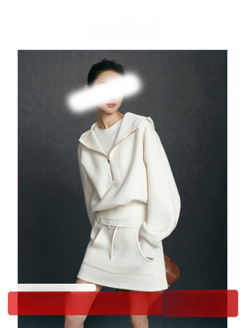 Пролетен спортен тенис комплект: суитчър с качулка, бял, ежедневен стил, къса пола с големи джобове