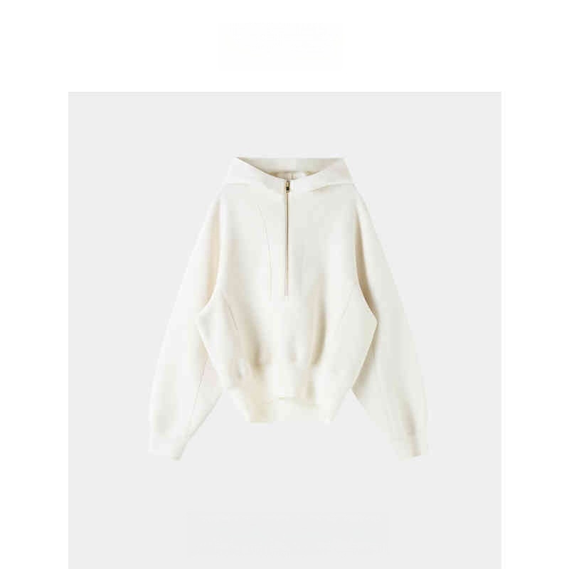 Пролетен спортен тенис комплект: суитчър с качулка, бял, ежедневен стил, къса пола с големи джобове